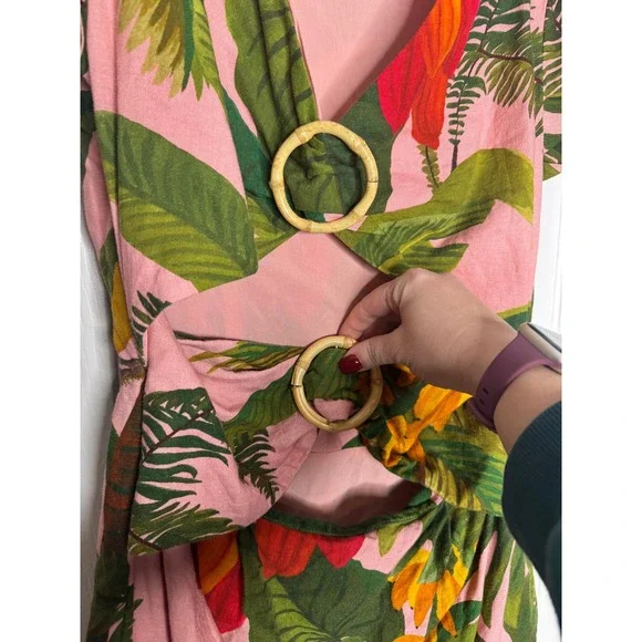 FARM RIO Cocoa Forest Cut-Out Mini Dress Size S Tropical‎ Beachy Vacation - Picture 8 of 9